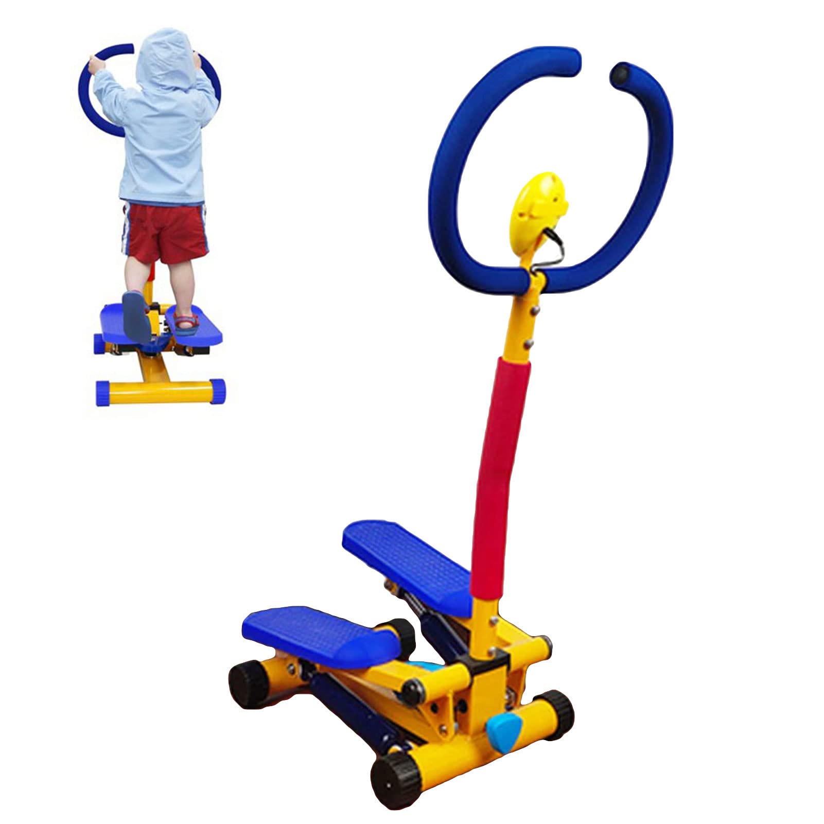 Mini Stepper per Esercizi a Pedale Non motorizzato per Bambini, con Monitor LCD, corrimano, carico Massimo 80 kg, Regalo di Compleanno per Ragazzo e Ragazza.