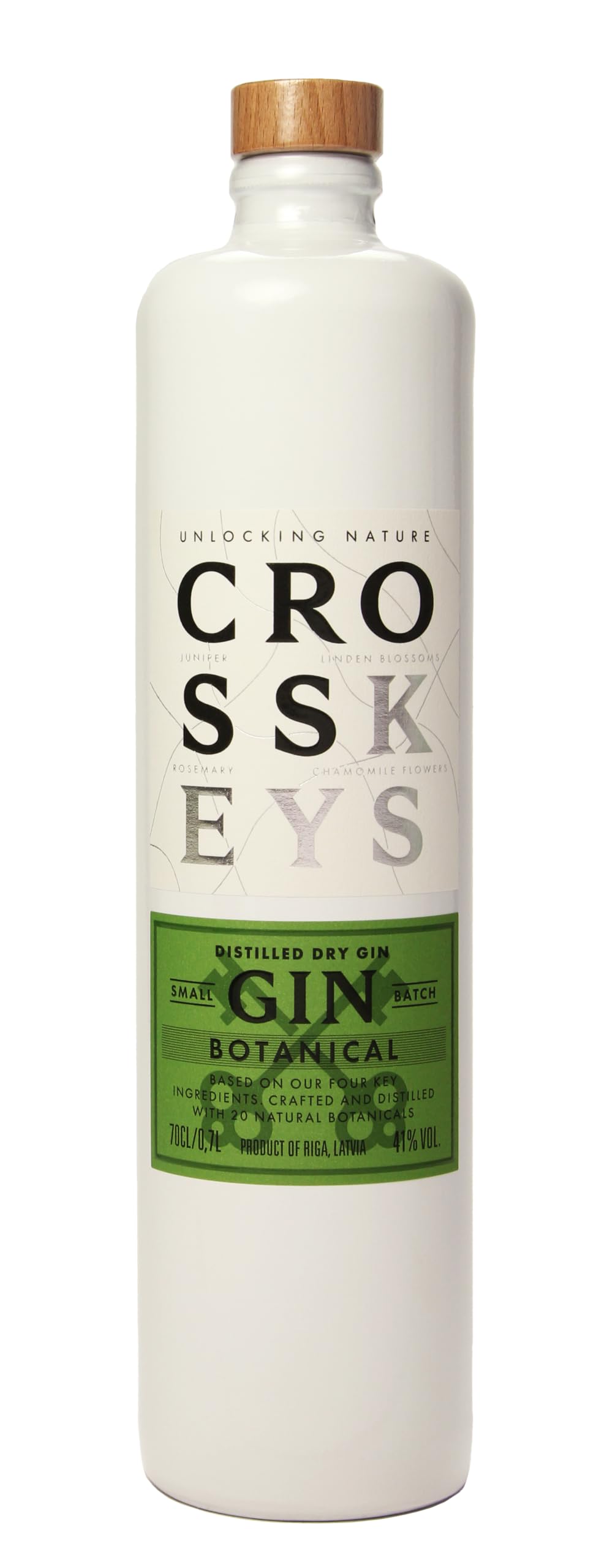 Cross Keys Gin Botanical - Hand-Crafted distilled botanical gin with Chamomile, Linden Blossom & Rosemary - 41% Vol. 70 cl (700ml / 0.7 Litre) Clay Bottle