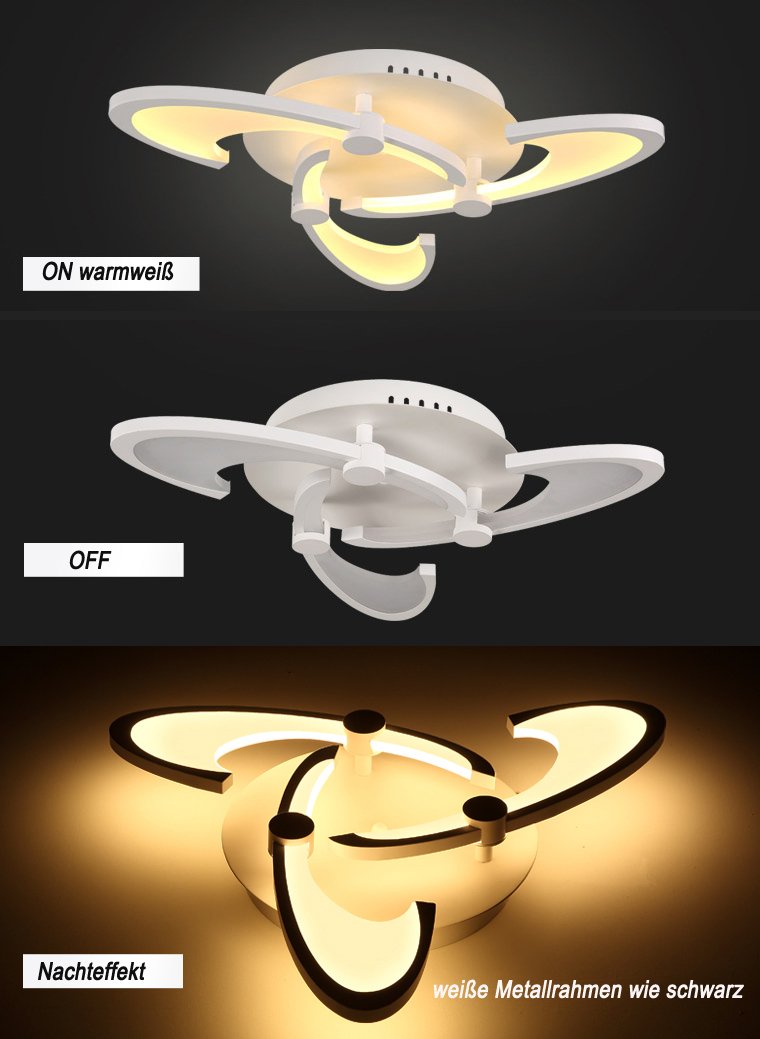 eurohan Écran plafonnier LED 2127 avec télécommande couleur/luminosité variable acrylique de lumière abat-jour blanc laqué Cadre en métal Moderne 2127-3 Ø 60 cm LED 36W