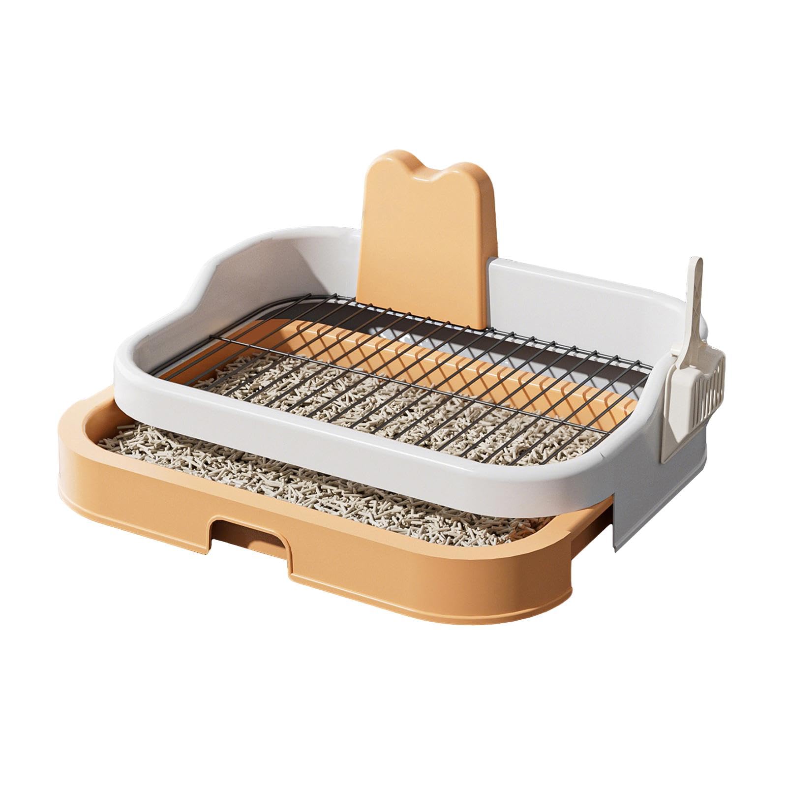 MagiDeal Dog Toilet Dog Potty Tray Raised Enclosure Lightweight Puppy Pee Holder Training Pad, Orange White