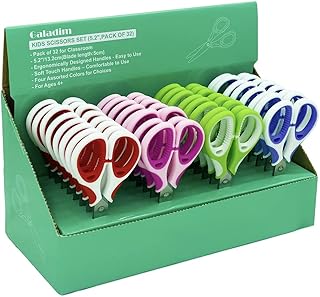 Galadim Kids Scissors (32 Count Teacher Pack, Rounded-tip, 5.2 Inch) - 5.2’’ Soft Touch Rounded School Student Scissors Shears GD-016-P-L (Pack of 32)