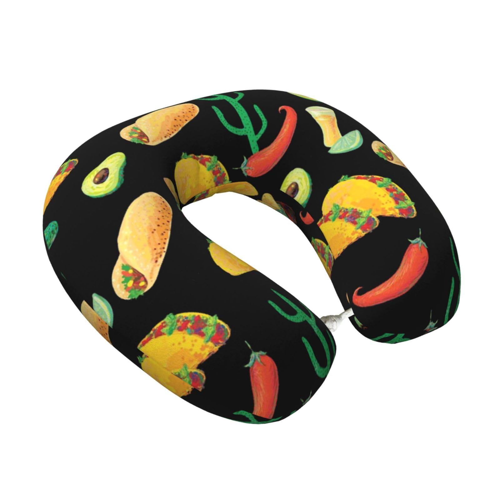 LKYMOH Mexican Seamless Food, Travel Neck Pillow U-Shaped Memory Neck Support Soft Comfortable With Washable Cover For Airplane Car Traveling and Office