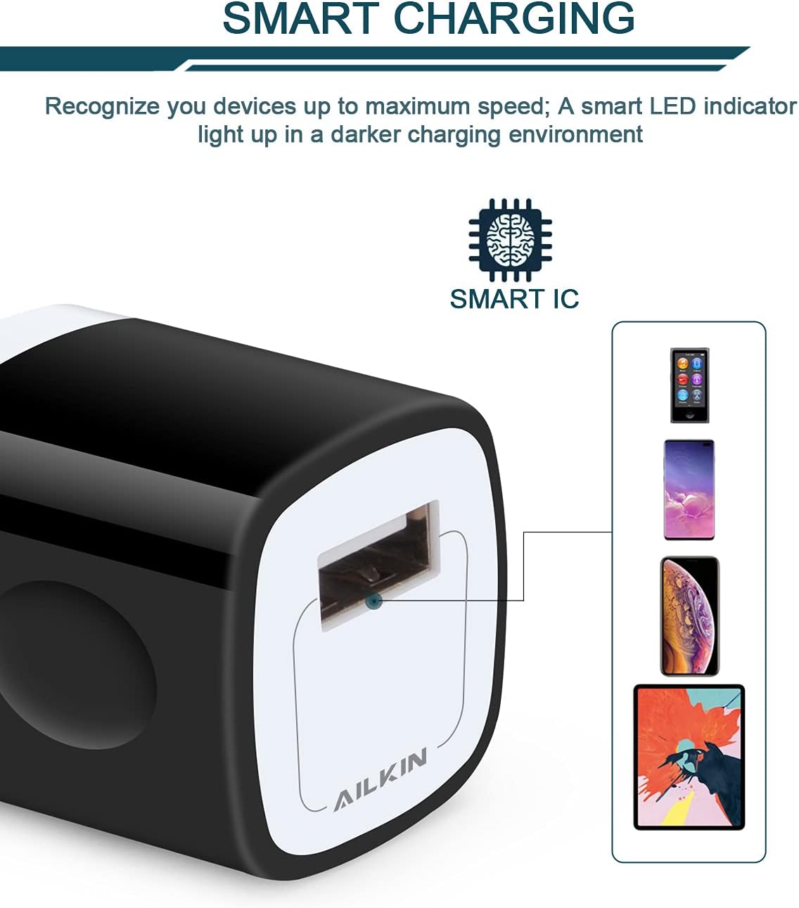 USB Wall Charger Plug, Fast Charging Block, AILKIN 5Pack 1A 1-Port Power Adapter Charging Cube Bricks Box for iPhone 17 16 15 14 13 12 Mini Pro Max/11/XR, iPad Pro/Air, Cell Phone USB A Plug Cargador - Image 4