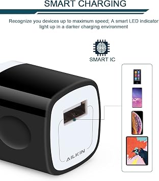 USB Wall Charger Plug, Fast Charging Block, AILKIN 5Pack 1A 1-Port Power Adapter Charging Cube Bricks Box for iPhone 17 16 15 14 13 12 Mini Pro Max/11/XR, iPad Pro/Air, Cell Phone USB A Plug Cargador
