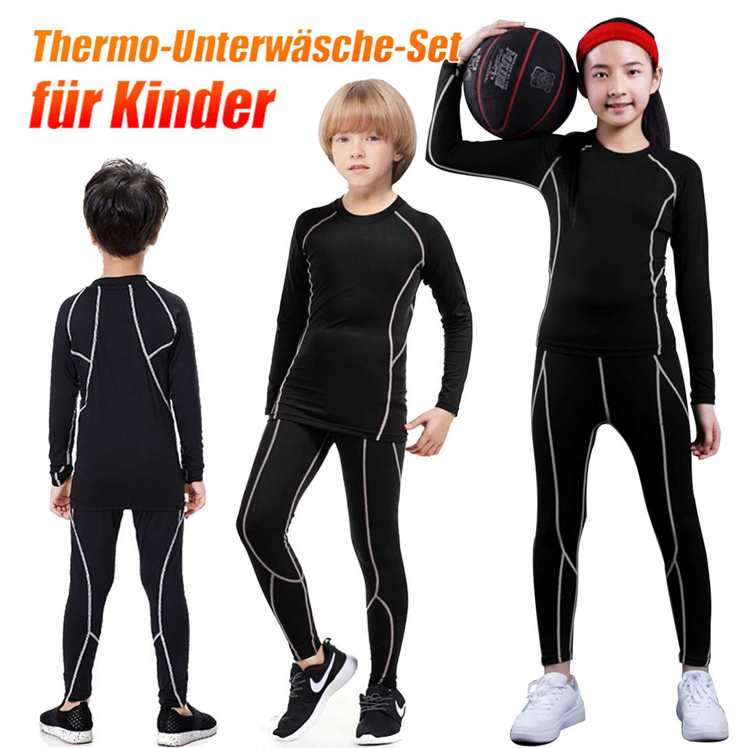 TBoonor Biancheria Intima Termica per Bambini Set di Biancheria Intima da Sci Bambini Funzionale Camicia Termico Pantaloni per Running Sport Invernali Ragazzi