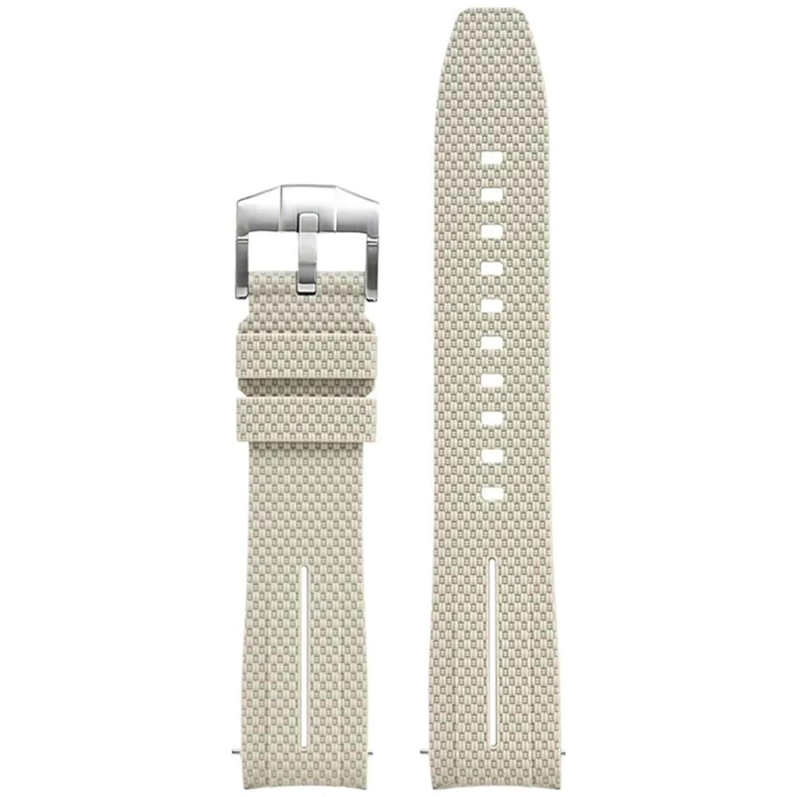SCRUBY Correas de reloj universales de 20 mm para hombre y mujer, de goma, de liberación rápida, con extremos curvados, color caqui blanco, 20mm, Ágate