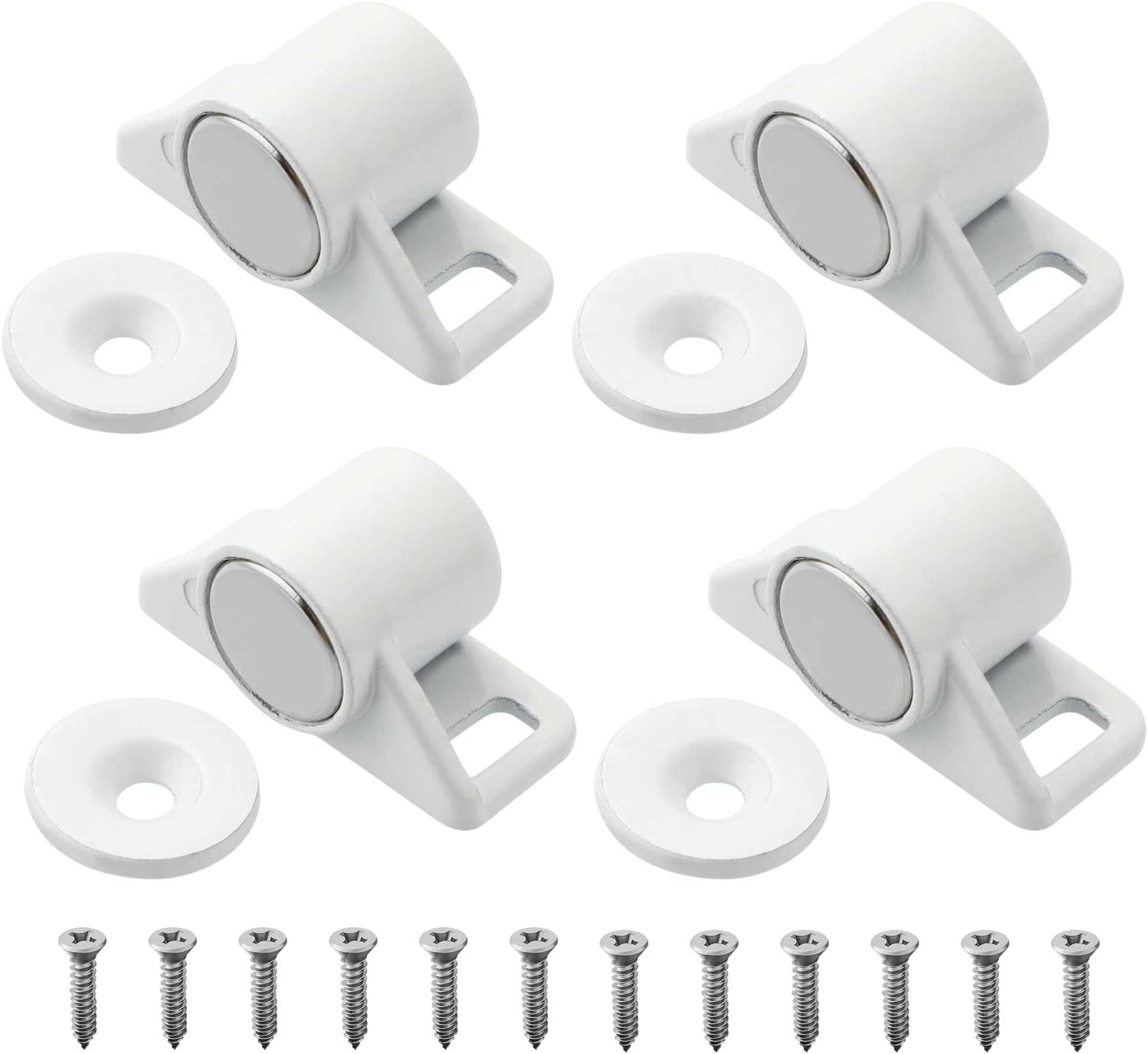 4Pcs Magnetic Door Catch, White Magnetic Catches, Cupboard Door Magnets Heavy Duty Magnetic Cabinet Closures for Wardrobe, Cabinet, Drawer, Kitchen Furniture, Louver, Closet