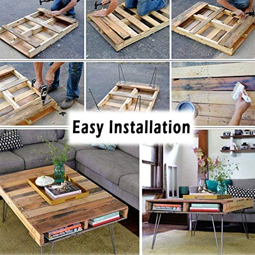 10inch Metal Furniture Hairpin Legs, 25cm Heavy Duty Industrial Coffee Table End Leg with Screws & Floor Protectors, Stable Standard Height Table Modern Furniture Hardware 4PCS DIY Leg - Image 3