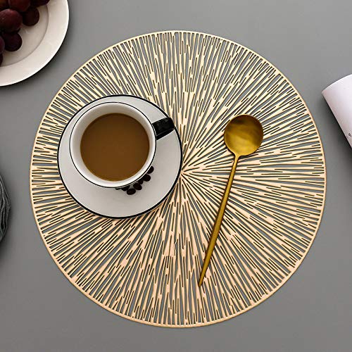 Lot De 4 Sets De Table Décoratifs Feux D'Artifice - PVC Creux Résistant à La Chaleur - Antidérapants Dorés