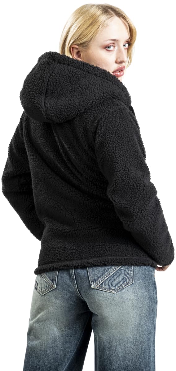 RED by EMP Damen Kapuzenjacke Teddy Fur Hoody schwarz