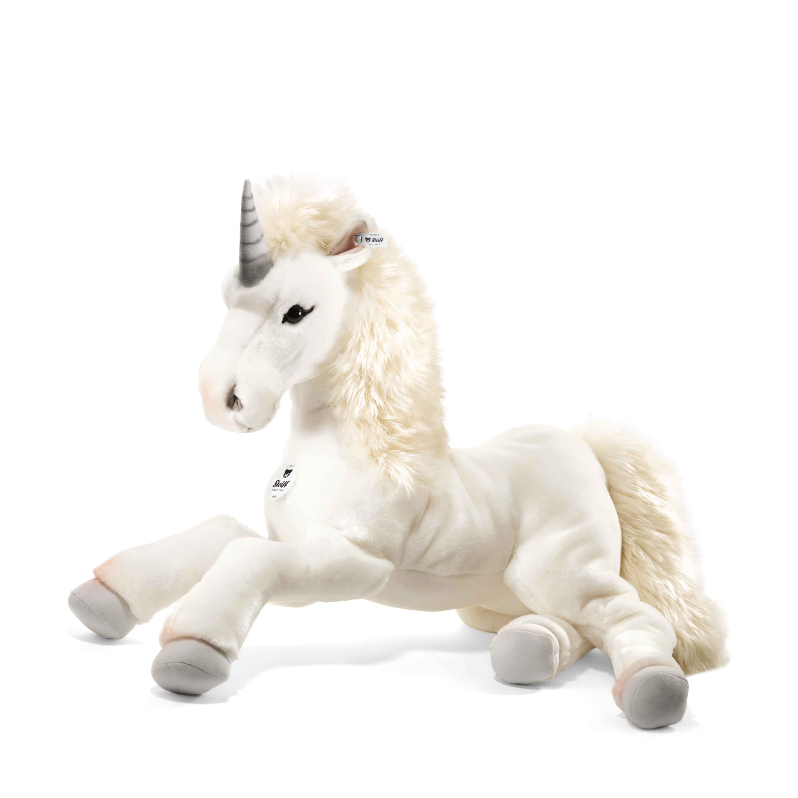 Steiff Kuscheltier Starly Schlenker-Einhorn, Süßes Stofftier mit Kunststoffaugen, Kinder, Jungen & Mädchen, Plüschtier 70 cm, Weiß, 015090