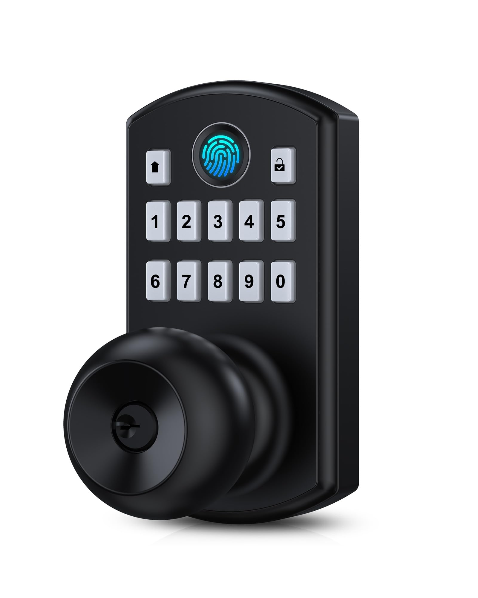 Hidalife Pomello intelligente con tastiera, impronta digitale, serratura senza chiave per porta d'ingresso, modalità di passaggio facile, codice monouso, nero opaco