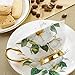 Panbado 3 Piece Bone China Cup and Saucer Set with Spoon, Vintage Porcelain Coffee Cup Set, 200 ml/6.8 oz, Camellia