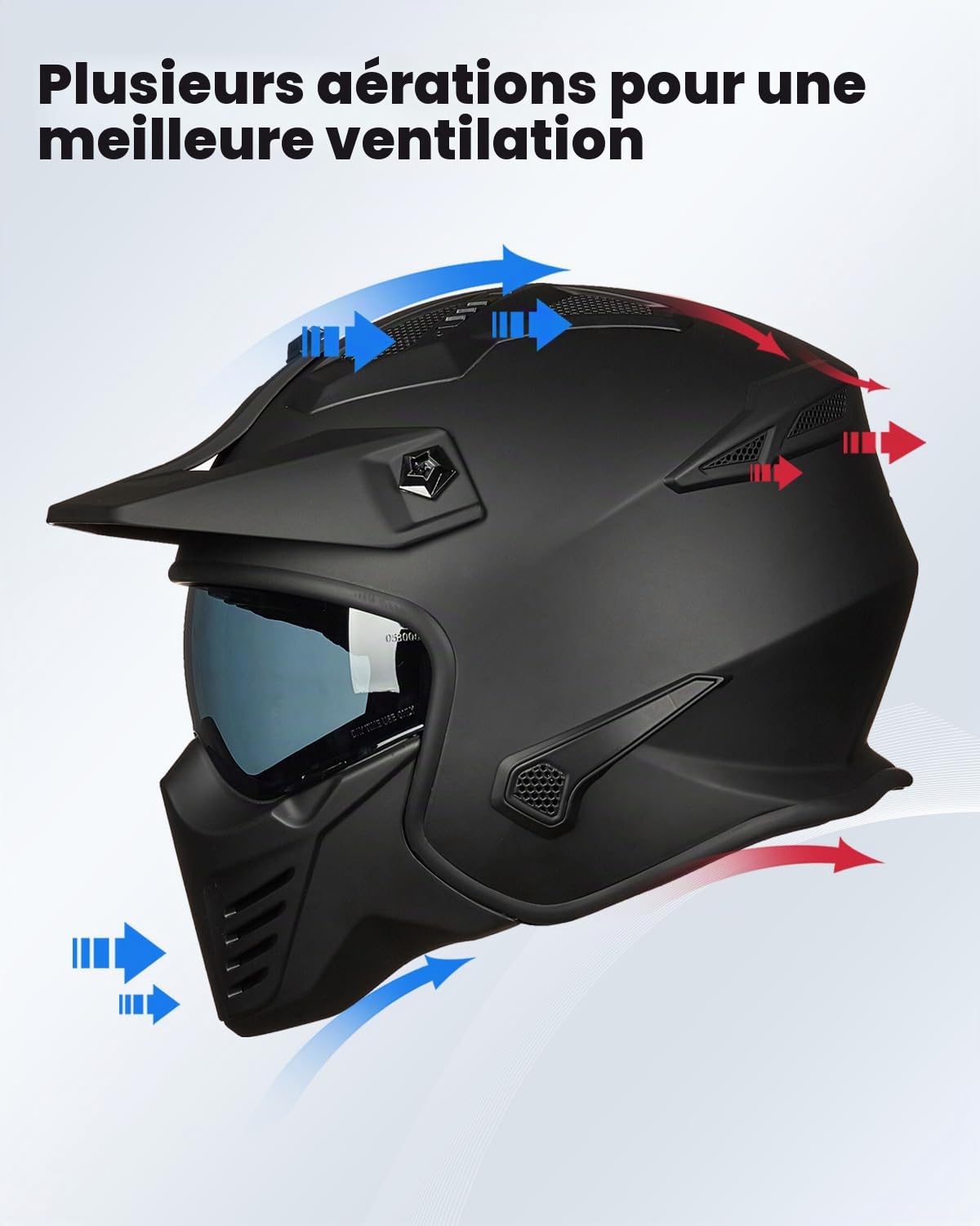 ILM Casque Moto Cross Homme Femme-Casque Moto Jet Vintage Rétro Moped Scooter Adulte Homologué ECE Modèle 726X