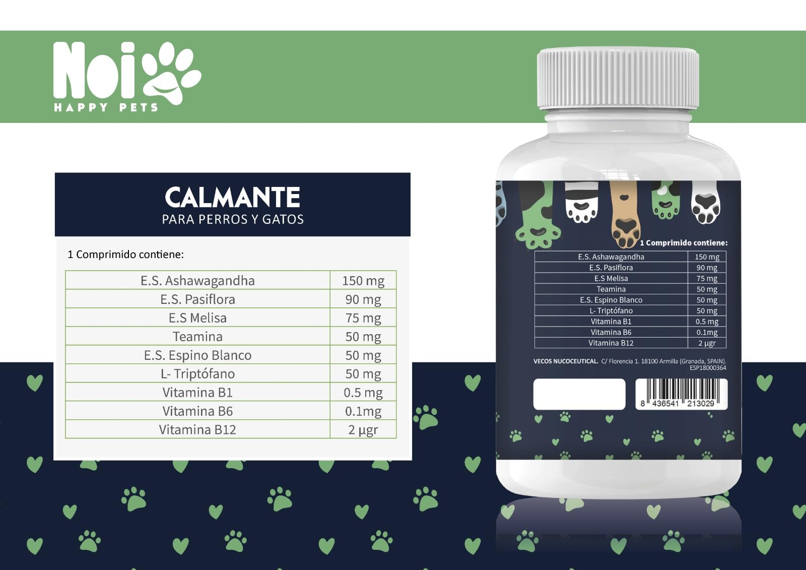 Calmante Natural para Perros y Gatos. Comprimidos de Sabor a Carne. Alivia Estrés y Ansiedad. Ingredientes Naturales Seguros. Mejora el Bienestar Emocional de Mascotas