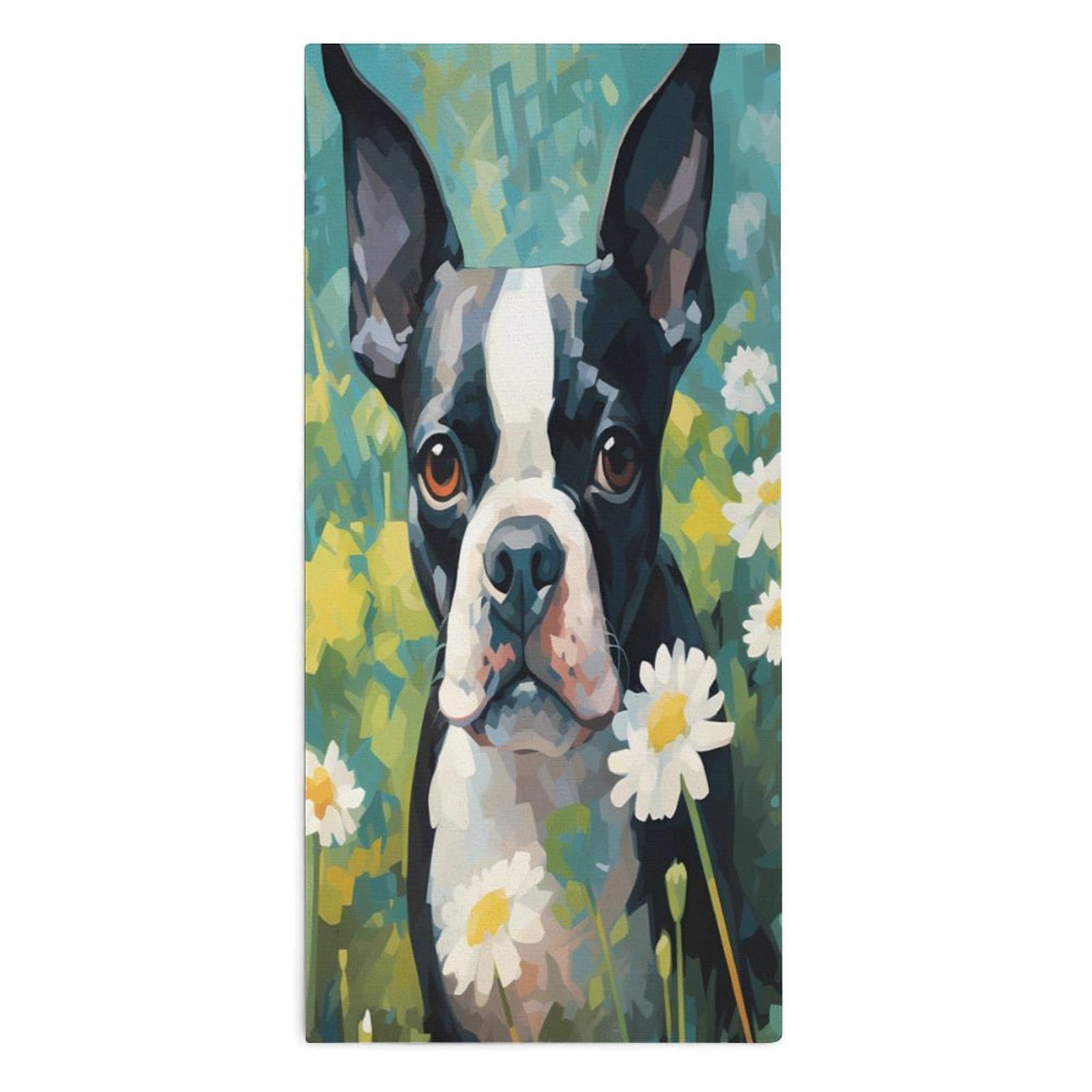 TXFBTRFSA Cute Boston Terrier Dog Watercolor Hand Towels for Adult Face Towel Bath Beach Swim Accessories