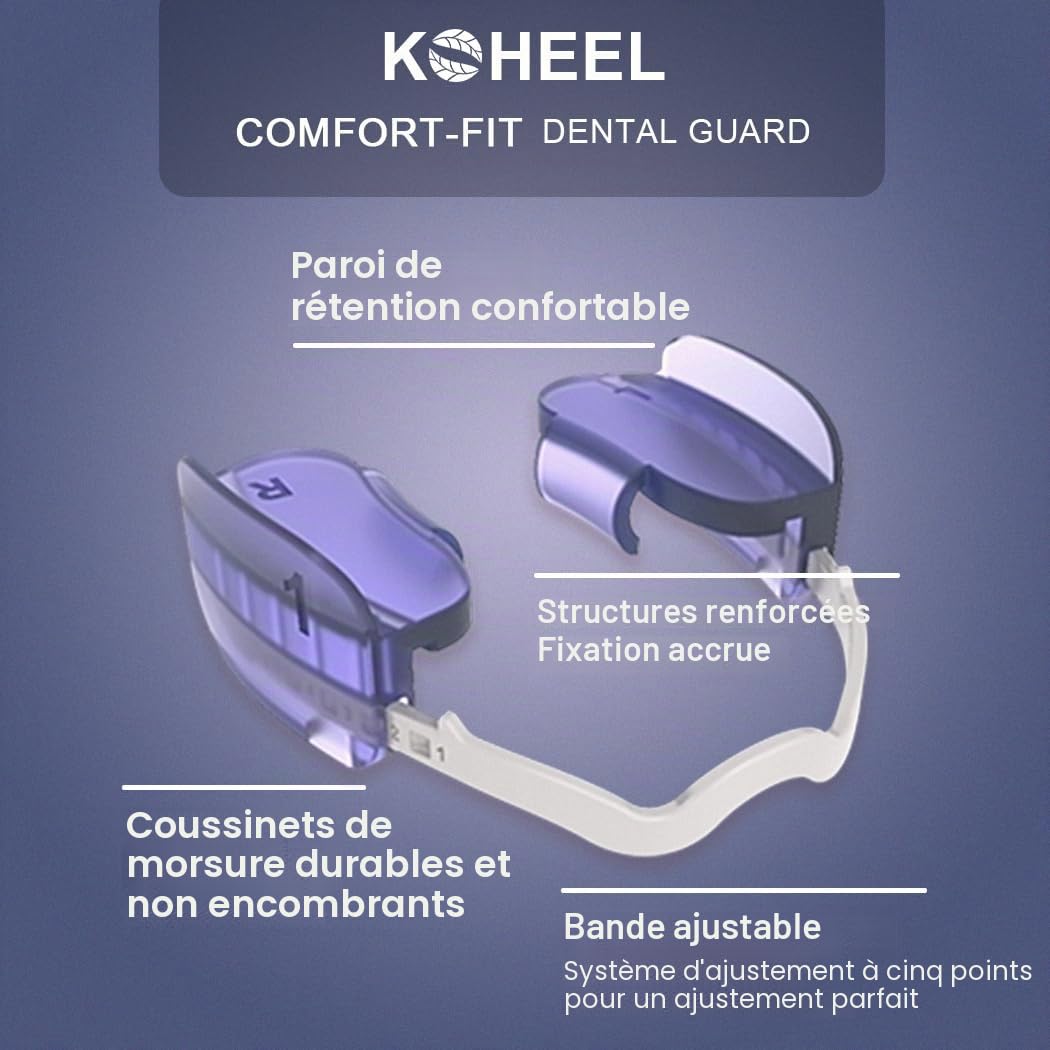 KOHEEL BG Gouttière Nocturne Ajustable Anti-Bruxisme, Gouttières Dentaires Sans Ébullition contre le Grincement de Dents, Lot de 2 (Mince)
