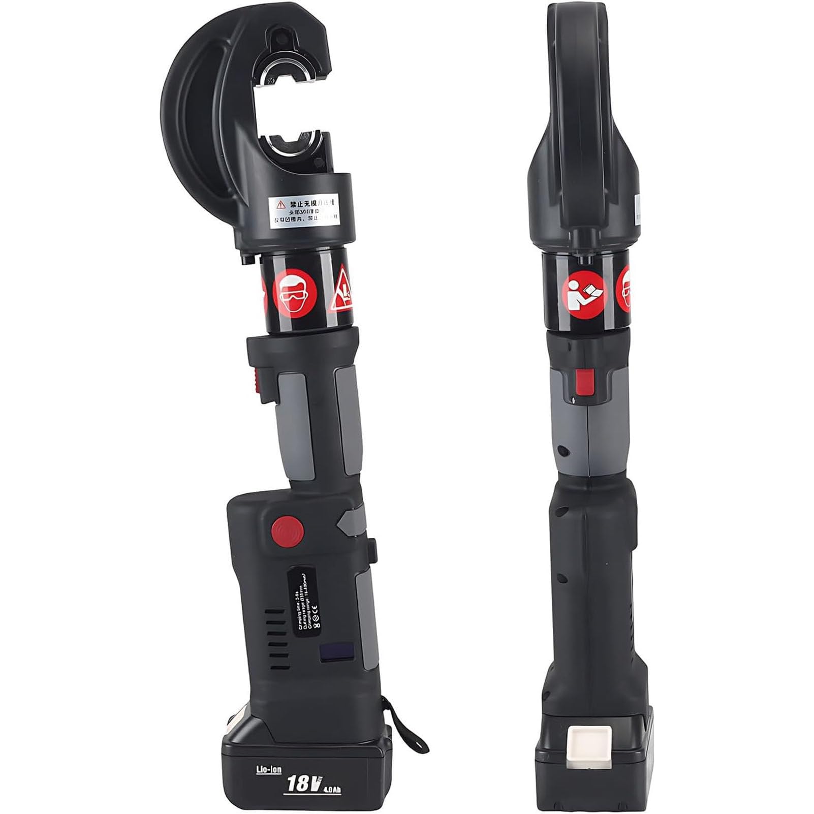 HCZKIUJY Electric Hydraulic Crimping Tool, Rechargeable Battery-Powered Pliers with 12 Dies and Organizer Case for Cable Lug Wire Crimping