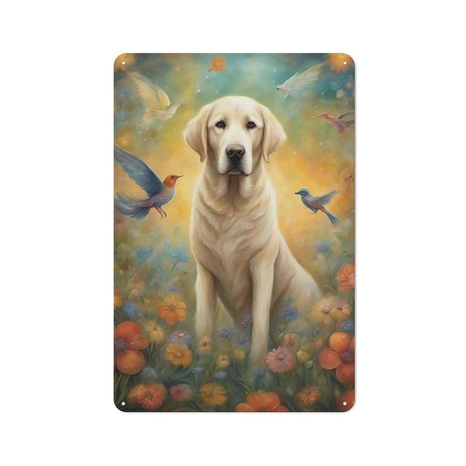 Junmoney Dog00050 Cottage Style Metal Wall Decor 30X20cm, Tin Wall Plaque For Kitchen, Cottage, Porch Or Garden Room