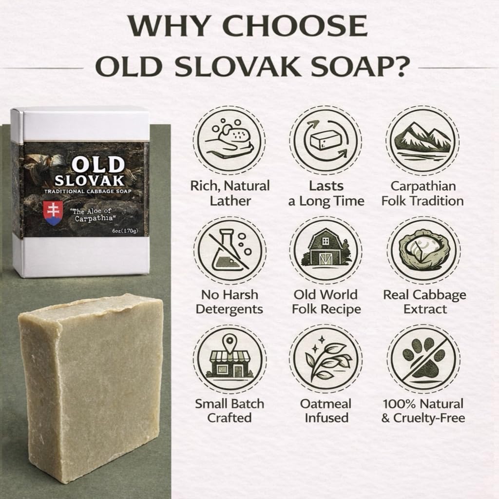 Regent Park Naturals Cabbage Soap “Old Slovak” | The Aloe of Carpathia | Old World Traditional Body Wash | 6oz Cold Process Bar (3 bars)