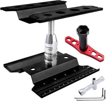RC Car Work Stand Repair Workstation 360 Degree Rotation Lift with Wheel Wrench Tools for 1/8 1/10 1/12 1/16 1/18 Scale Cars Trucks Buggies Black