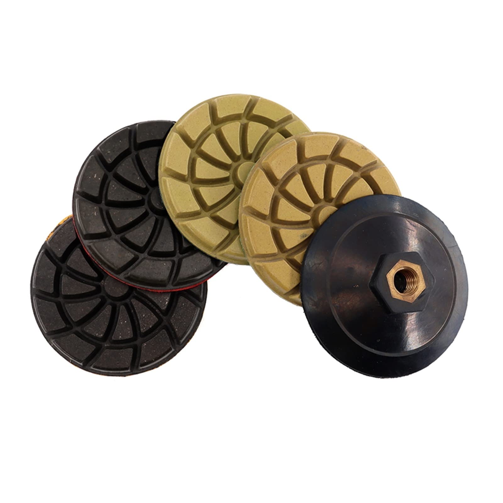yaoqijie 5 szt. 4 Cal diamentowa nakładka polerska 4 kroki spoiwo miedziane tarcza szlifierska na mokro do granitu marmur betonowa podłoga z podkładką podkładkową lasting (Color : Combon C, Size : M