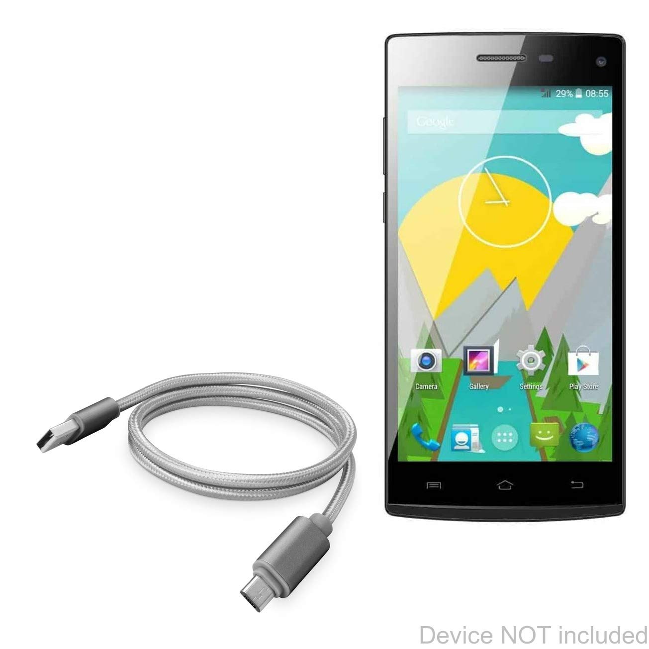 BoxWaveCable Compatible with Axgio Neon N2Q - Micro USB DuraCable, Braided Micro USB Charging Cable for Axgio Neon N2Q - Space Grey