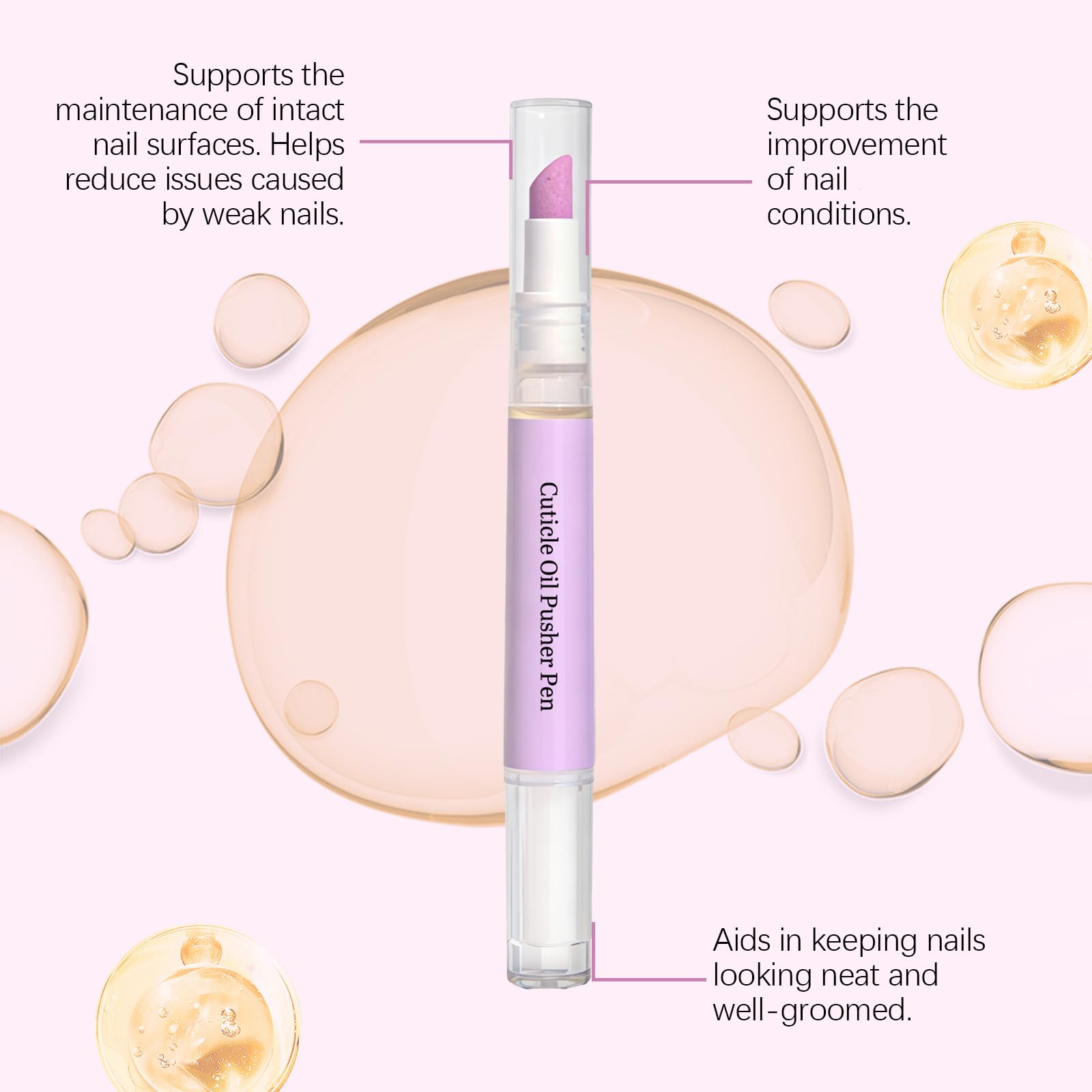 2 in 1, penna per olio per cuticole, spingi cuticole, spingere le cuticole per unghie secche e danneggiate, cuticole, idrata, rinforza, illumina (12 pezzi)