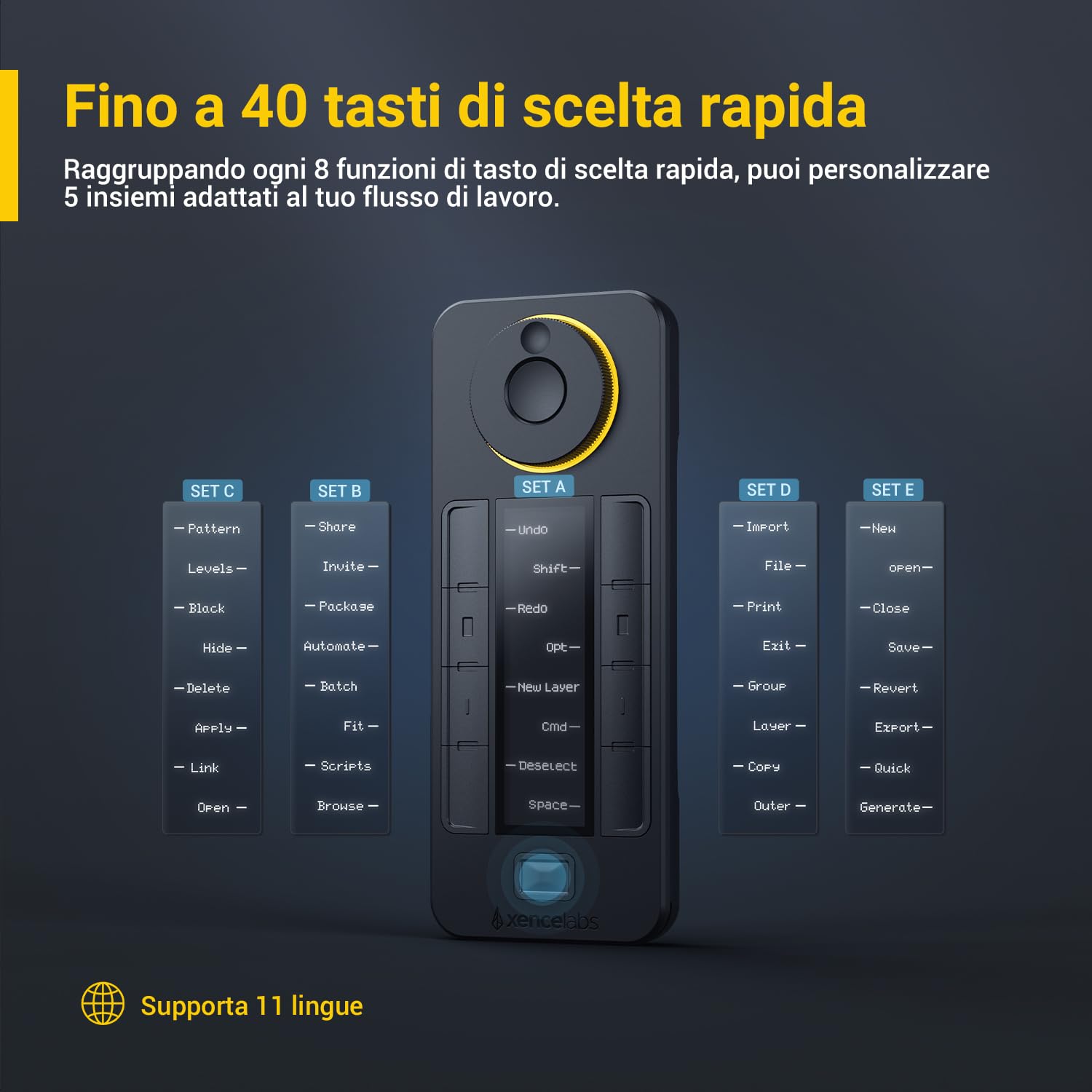 XENCELABS Quick Keys per Tavoletta Grafica con Display OLED - Tastiera Programmatibile Tasti Shortcut Personalizzabili Tastiera Programmatibile per Tablette Grafiche PC Laptop