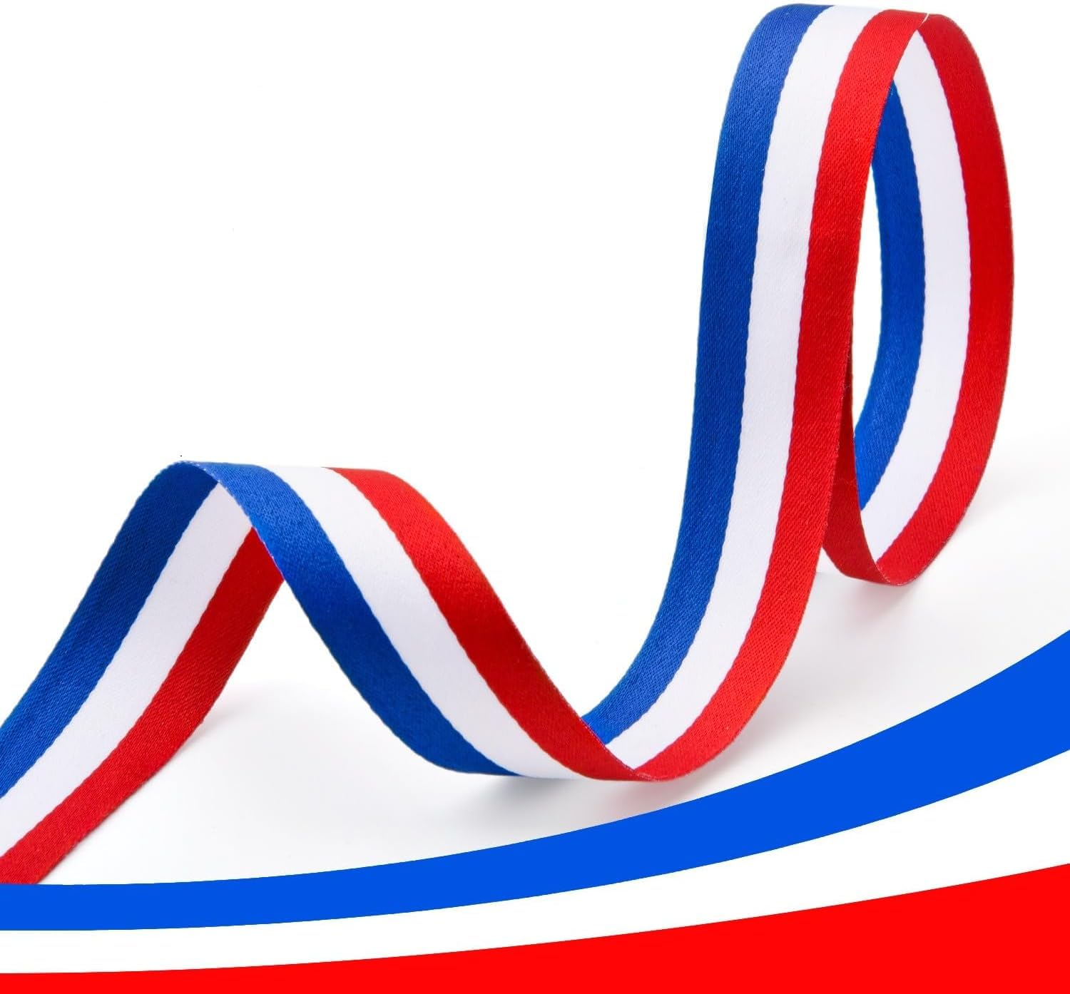 JYZPJ Red White and Blue Ribbon 30mm x 2m for VJ-Day 80th Anniversary Two-Sided Coronation Ribbon Blue Striped Union Jack Pageant British Craft Holiday Party Decoration Wrapping Crafting(2mX30mm)