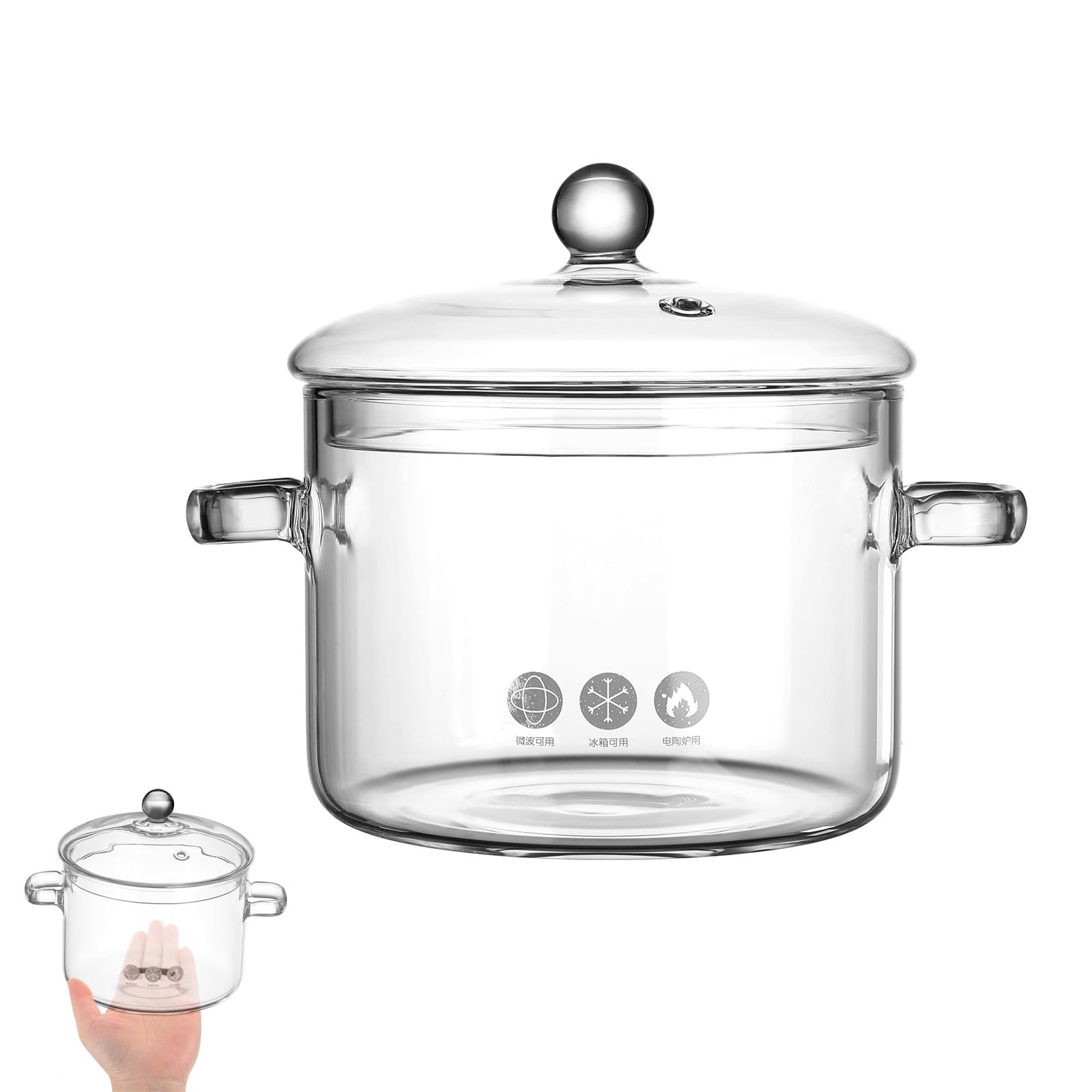 Casserole en verre transparent VICASKY double poignée pour une cuisson visuelle