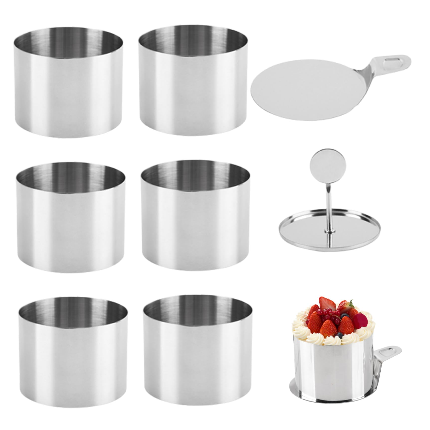 6 Pcs Stainless Steel Cake Rings Set, Food Cooking Presentation Rings
