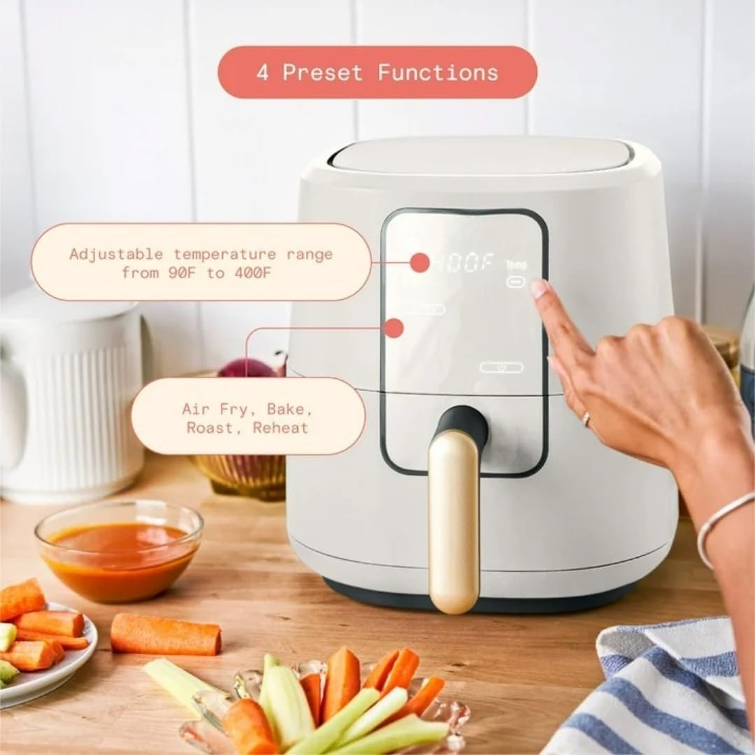 Wonderful 3-Quart Digital Air Fryer with TurboCrisp Technology, Compact Countertop Design with 4 Presets for Baking Roasting and Reheating (White Icing)