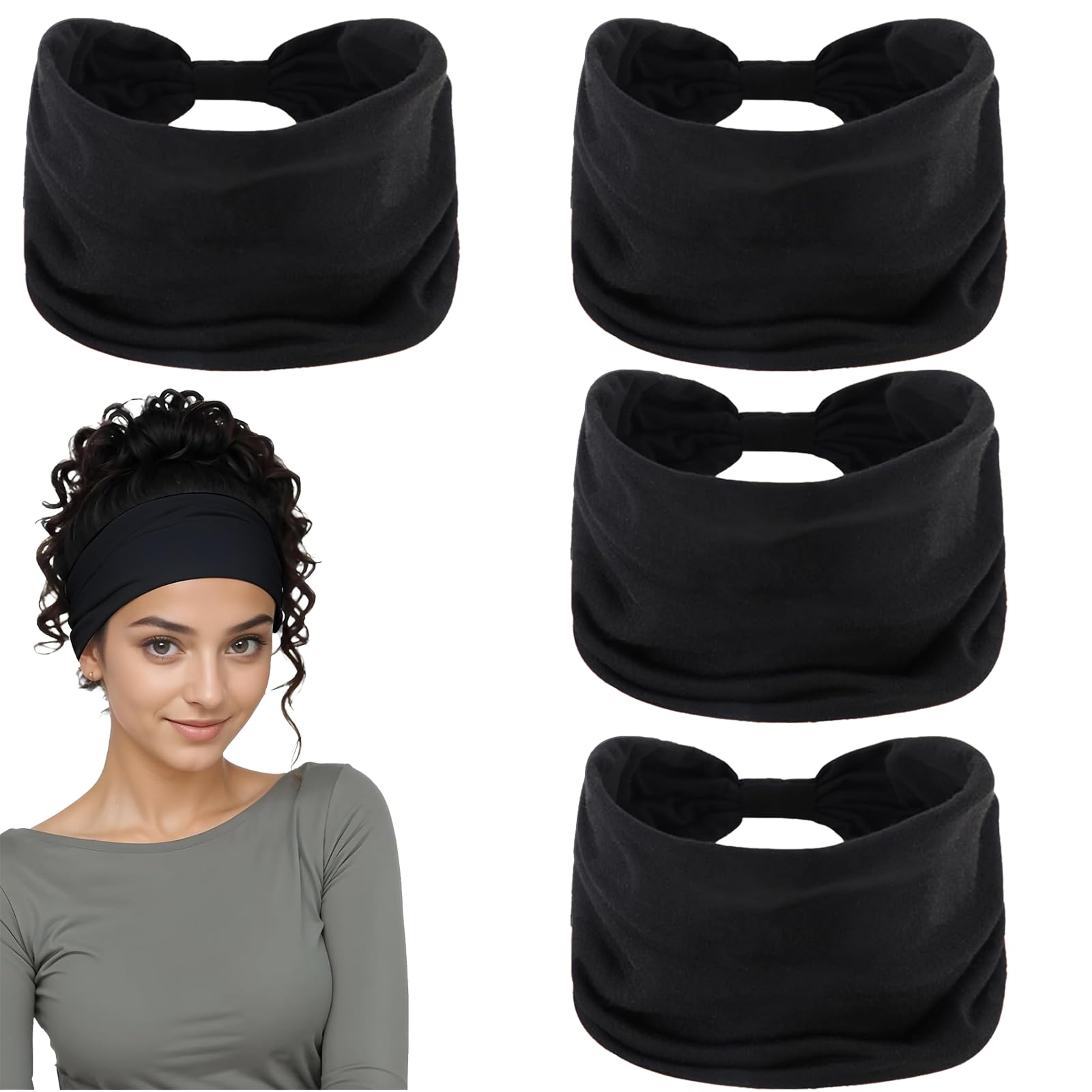 Head Band for Women Hair Bands, Set of Four Black Hair Bands for Daily Use, Stretchable Hair Accessories for Various Hairstyles, Comfortable and Secure Fit for Active Lifestyles, Multipurpose Headbands for Women and Girls-image-27