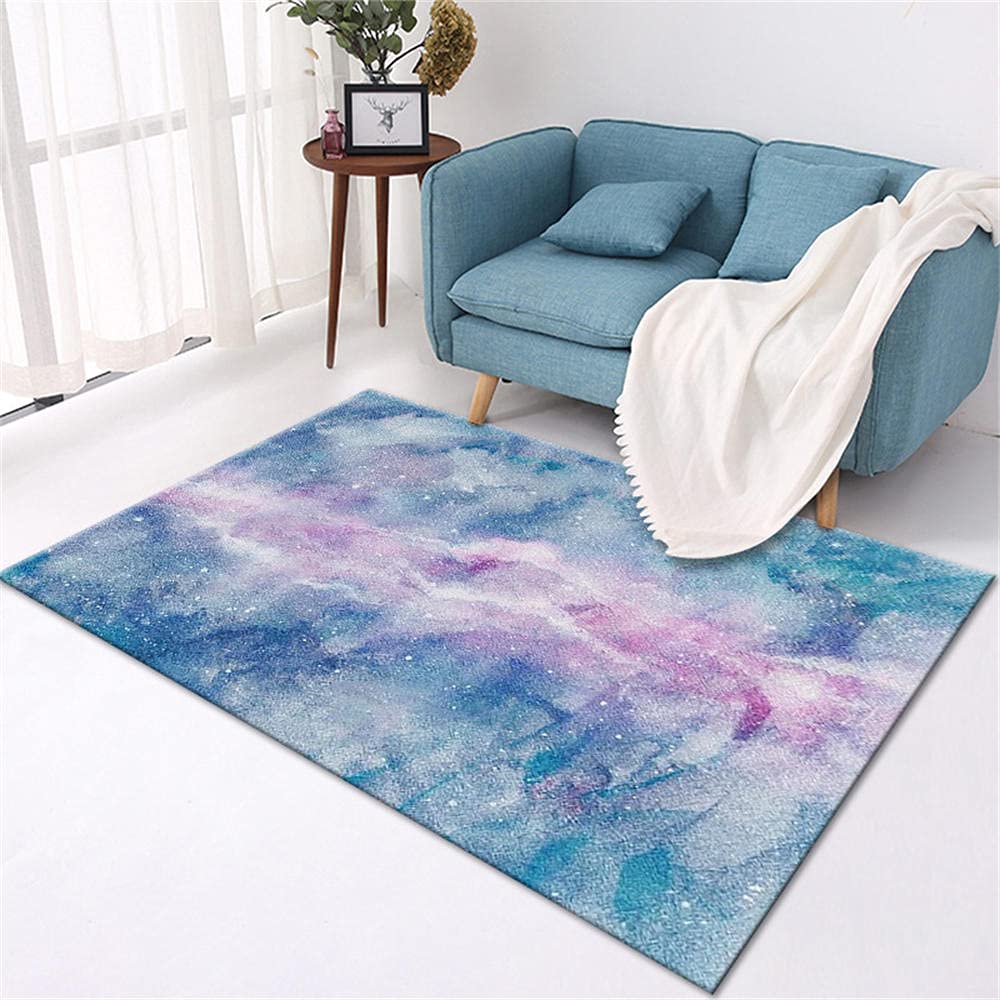 Tapis enfilant grand format bleu rectangulaire chambre et salon