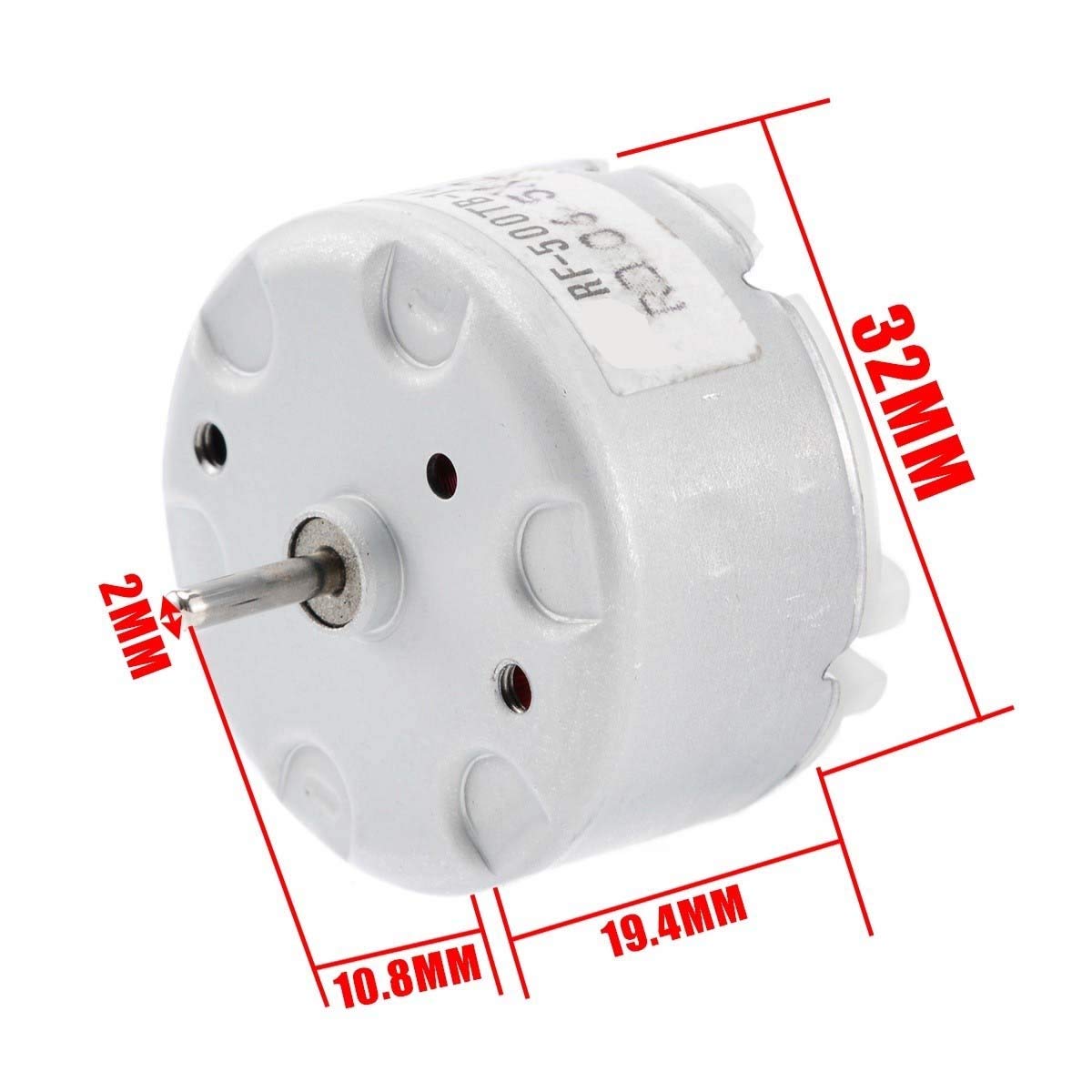 Mini Gleichstrommotor RF-500 TB-14415 – 1,5–9V, 32mm Ø, 2mm Welle, Lange Lebensdauer