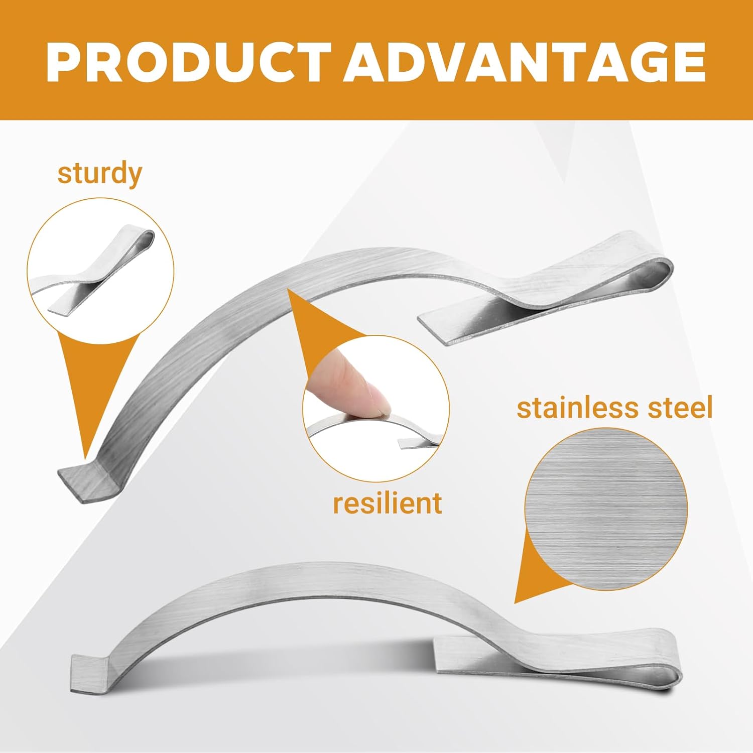 30Pcs Stainless Steel Window Screen Tension Spring Clips, Durable Screen Clips for Window Frames, Securely Hold Screens in Aluminum Channels (2.2" Long, 0.2" Wide)