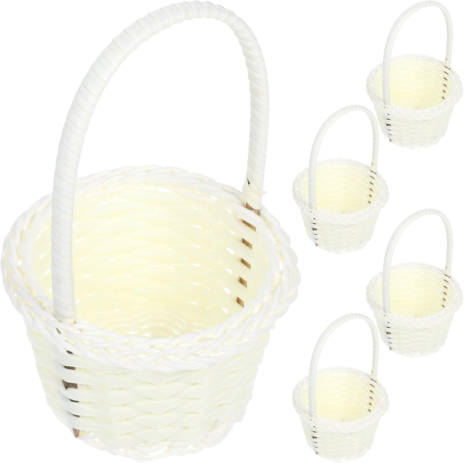 5pcs Handwoven Rattan Storage Baskets Portable Handheld Fruit and Flower Basket Set for Home Organization and Garden Harvesting