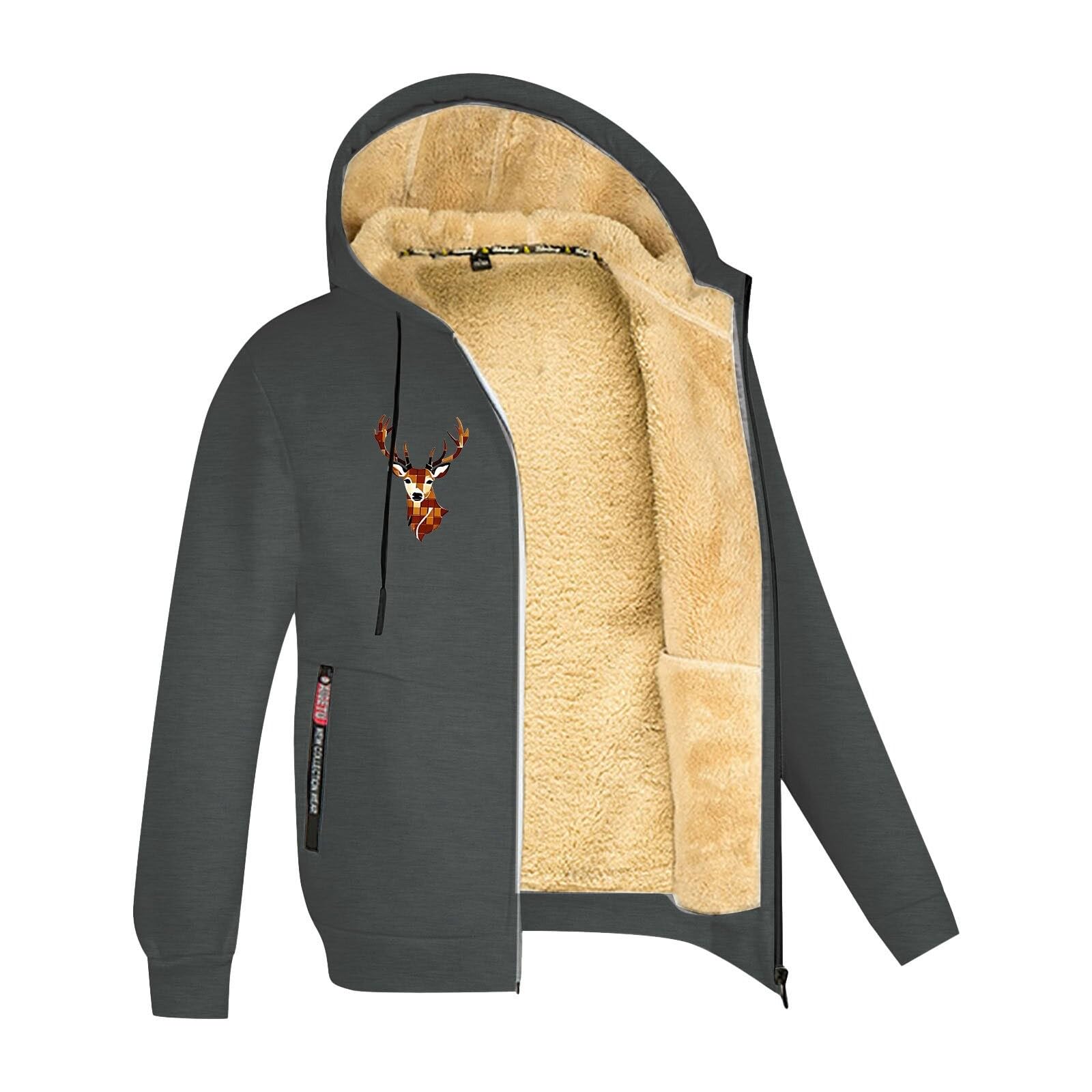Polaire Homme D'extérieur Veste De Randonnée Fleece Jacket sans Capuche Sweatshirt Zippées Gilet Chaude Doublure Travail avec Poches