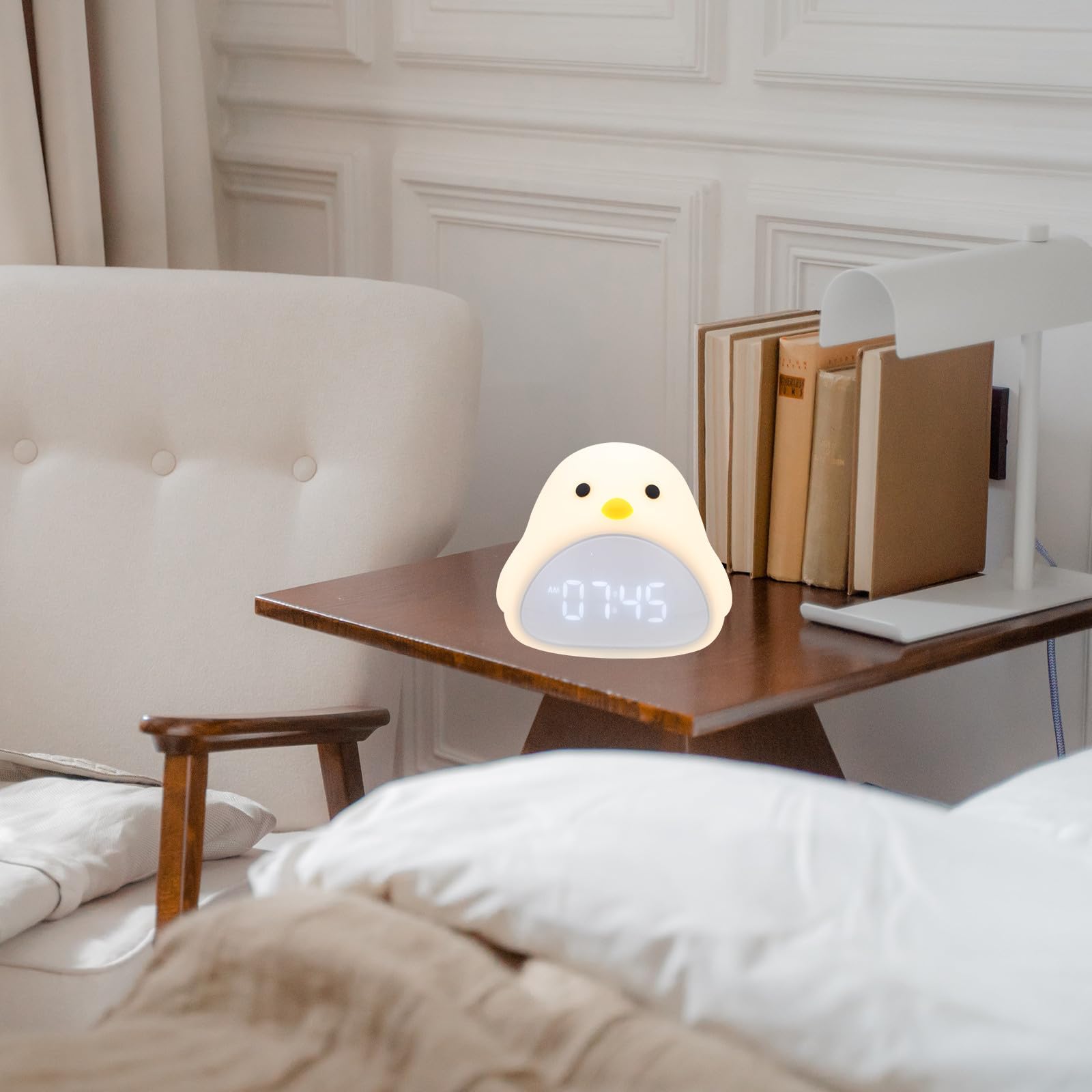 Gadpiparty Reloj Despertador Infantil Luz Nocturna y Temporizador, Diseño Moderno en Abs y Silicona para Decoración y Uso en Escritorio en Casa