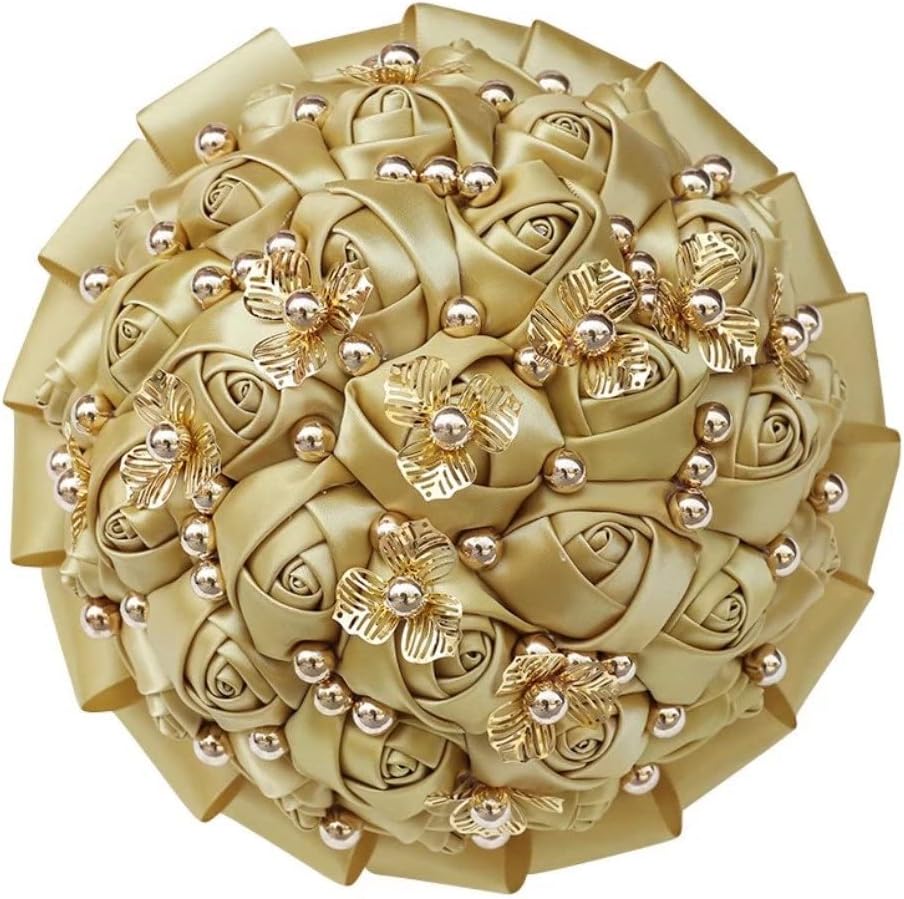 Satin Rose Flowers Crystal Wedding Bridal Bouquets for Bride Article Flowers Crystal Royal Blue