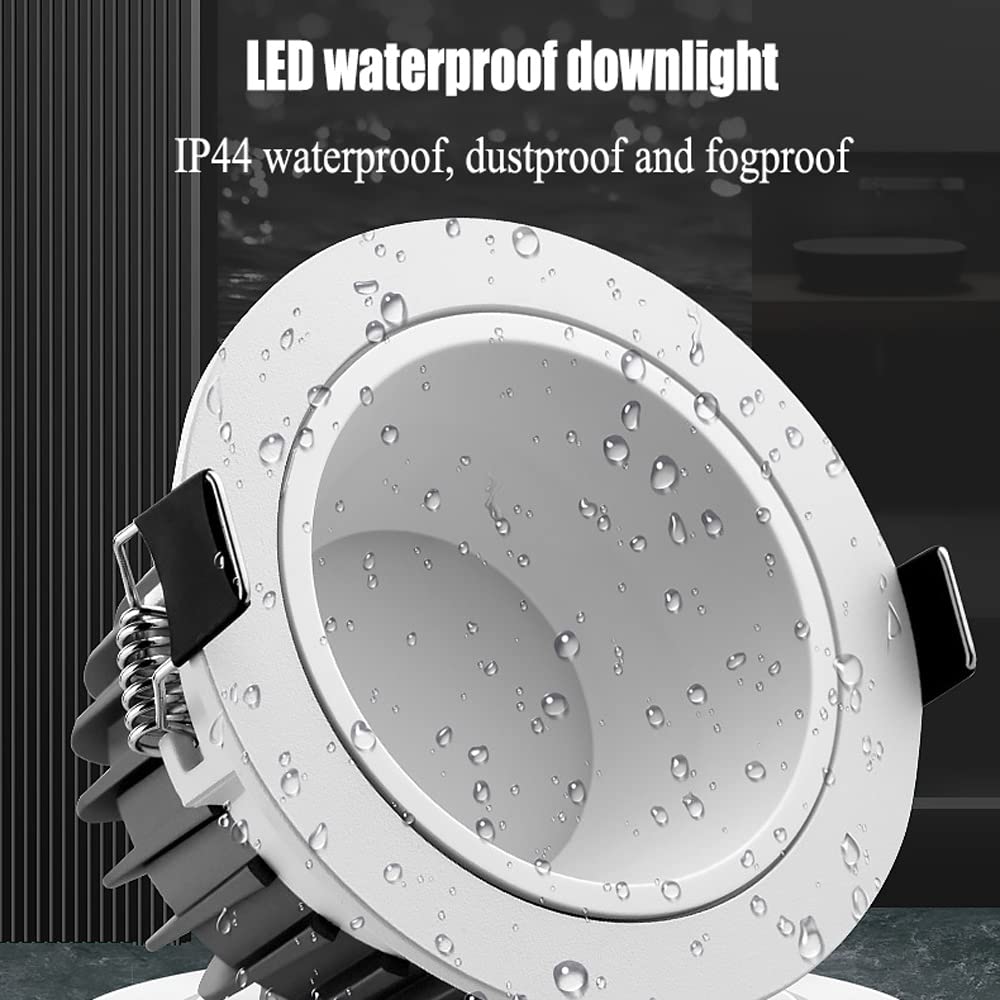 10 Pezzi Faretti da Incasso Impermeabili, deflettore 3000K-6000K selezionabili, Illuminazione a LED Rotonda in Alluminio per Doccia, Cucina, Luce da Incasso Impermeabile,20w-3000K