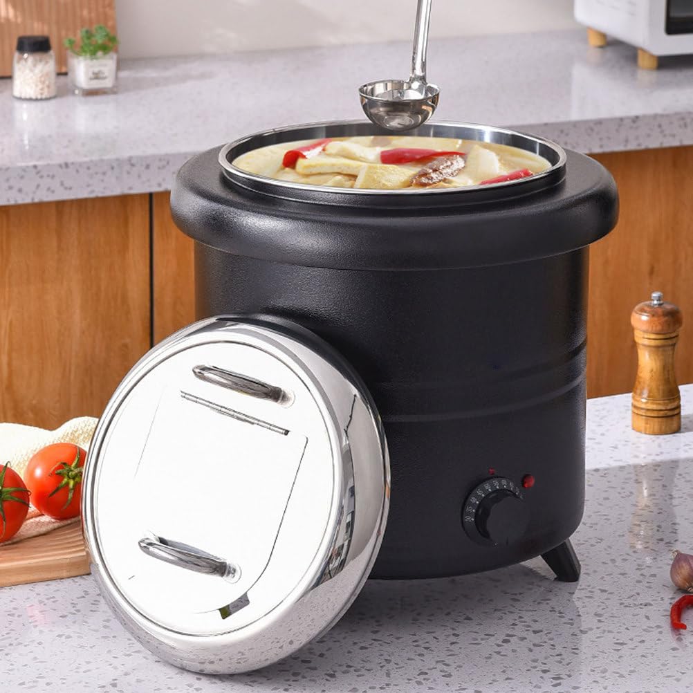 AIZYR Bollitore per Zuppa da 13 Litri Scaldazuppa Elettrico, Scaldavivande con Contenitore Estraibile in Acciaio Inox Scaldavivande da Banco per Ristoranti E Catering Domestici,Curved