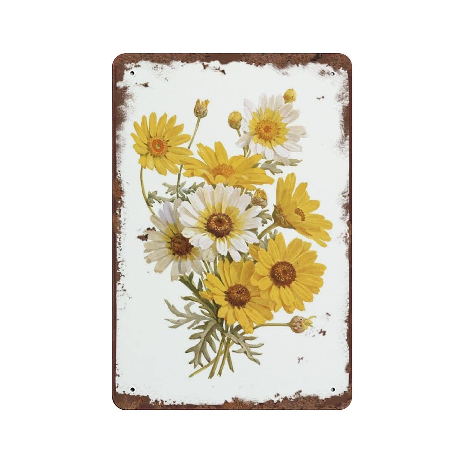Metal Tin Sign Daisy Decorable Vintage Tin Poster Metal Sign Wall Decoration Country Kitchen Home Garage Decor 12"x8"