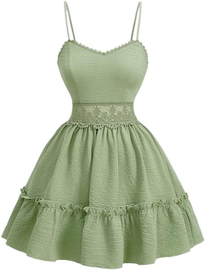 Women's 2025 Casual Cami Slip Dress Solid Color Spaghetti Strap Dress