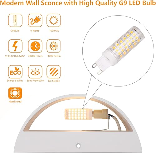 Miniatura 6 de Aipsun Aplique de pared LED moderno de aluminio para interiores, con cableado, juego de 2 luces de montaje en pared arriba y abajo, para sala de