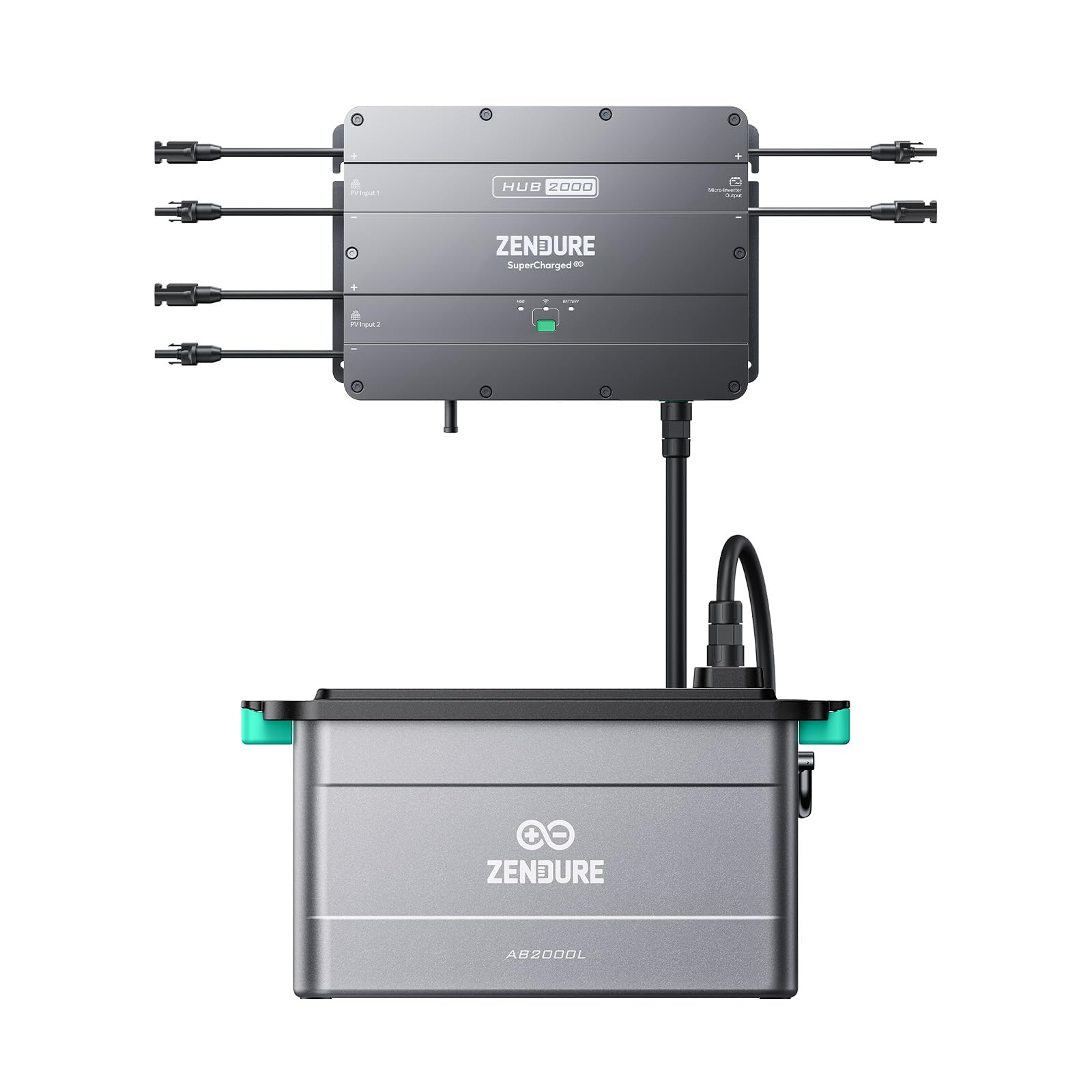 Zendure Hub 2000 Balkonkraftwerk für Speicher für SolarFlow, 1800 W Solar Eingang, AB2000L 1920 Wh LiFePO4, 7680 Wh Erweiterbare Kapazität, Kompatibel mit Shelly Pro 3EM, mit 1 AB2000L Akku