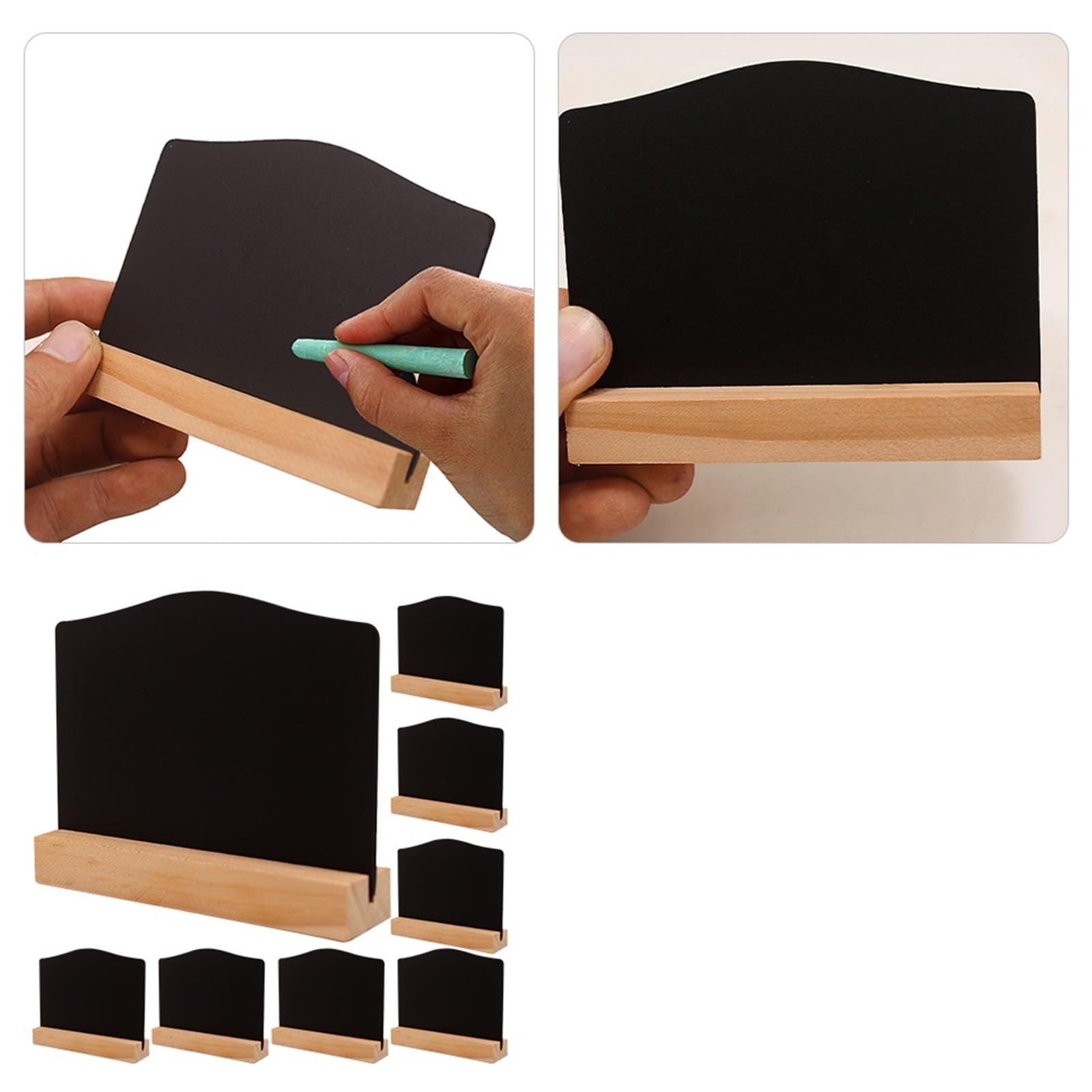 Kreide, Mini-Blackboard, 8 Stück Mini-Tafelschilder for den Schreibtisch, Memo, Restaurant, Party, Schwarz, 10 x 7,5 x 2,5 cm