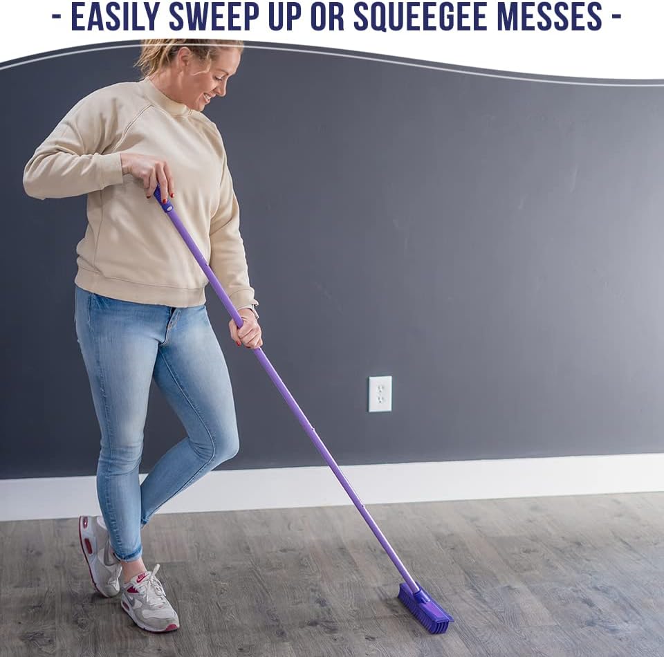 Miniatura 2 de Don Aslett Juego de escoba de goma (12 pulgadas) y cepillo de mano (10 pulgadas), poste de acero de 59 pulgadas, cerdas de goma sintética multiusos