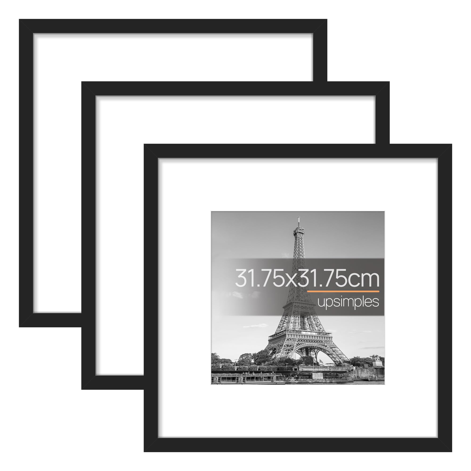 upsimples Marco 31,75x31,75 cm, Paquete de 3 Marcos de Fotos Negro